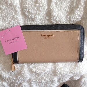 Kate Spade Beige and Black Zip-Around Wallet